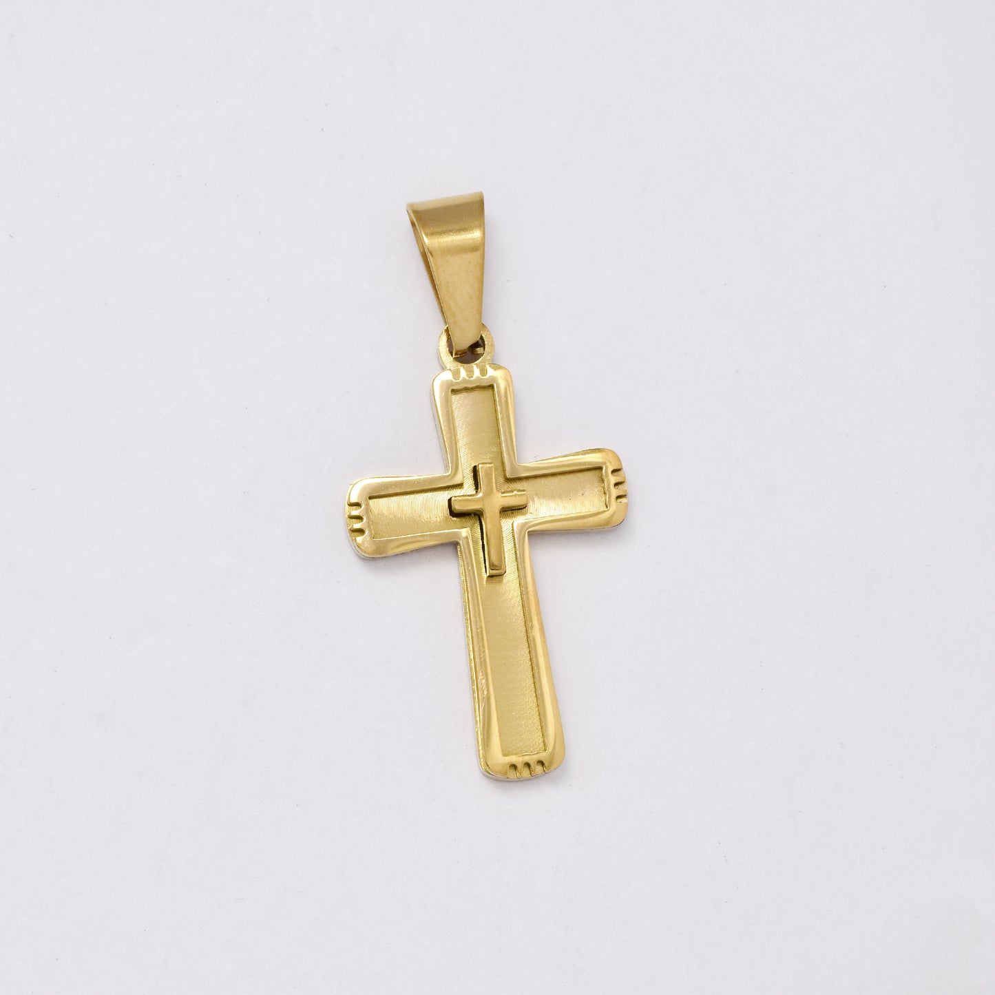 SSMP2994 - Steel 30mm x 18mm cross pendant