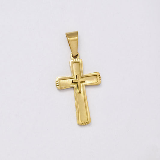 SSMP2994 - Steel 30mm x 18mm cross pendant
