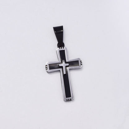 SSMP2994 - Steel 30mm x 18mm cross pendant