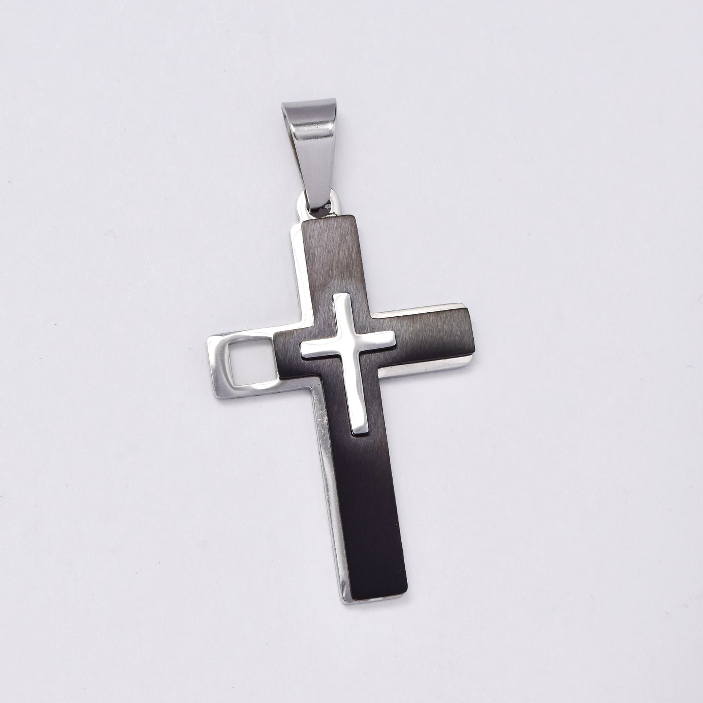SSMP2995 - Steel 38mm x 24mm cross pendant