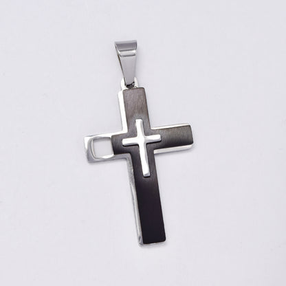 SSMP2995 - Steel 38mm x 24mm cross pendant