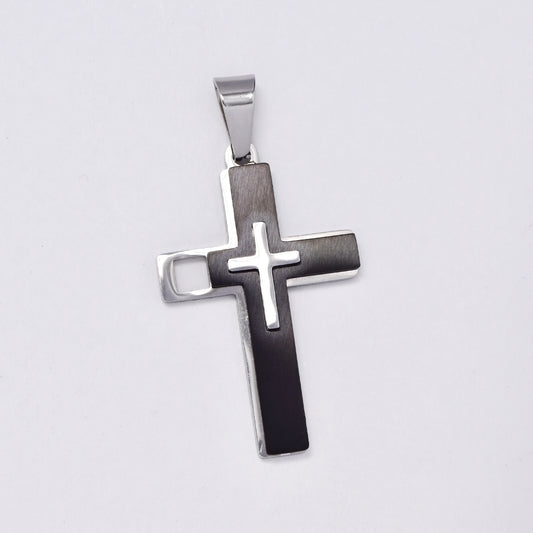 SSMP2995 - Steel 38mm x 24mm cross pendant