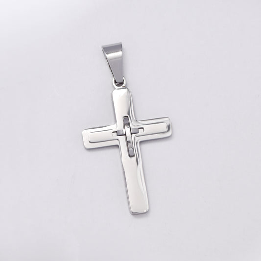 SSMP2997 - Steel 34.5mm x 22mm cross pendant