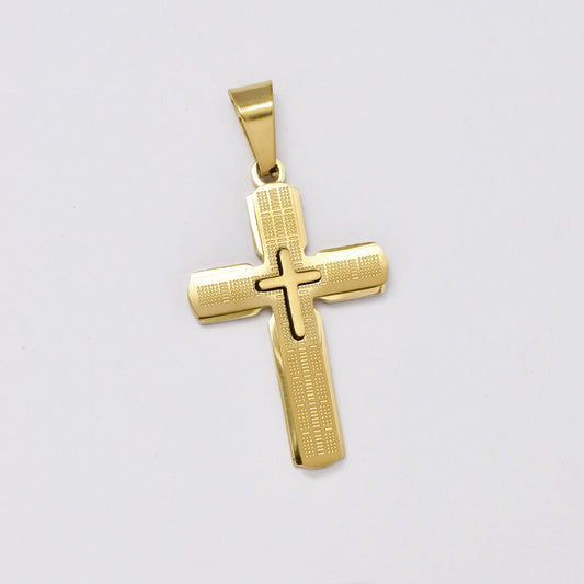 SSMP3000 - Steel 34mm x 22mm decorative cross pendant