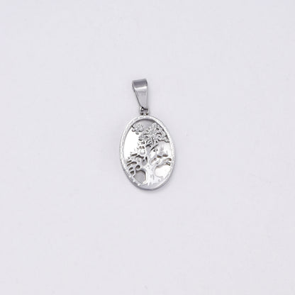 SSMP3003- Steel  15.5mm x 12 mm oval tree of life pendant