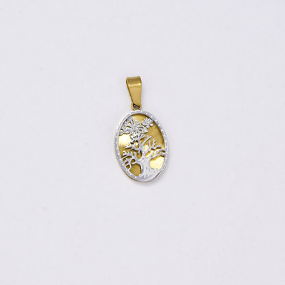 SSMP3003- Steel  15.5mm x 12 mm oval tree of life pendant