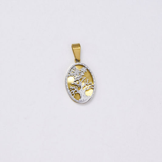 SSMP3003- Steel  15.5mm x 12 mm oval tree of life pendant