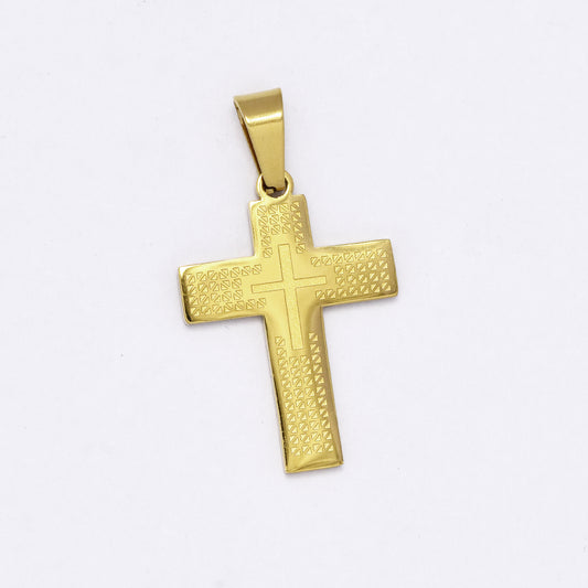 SSMP3030 - Steel 25mm x 18mm flat cross pendant