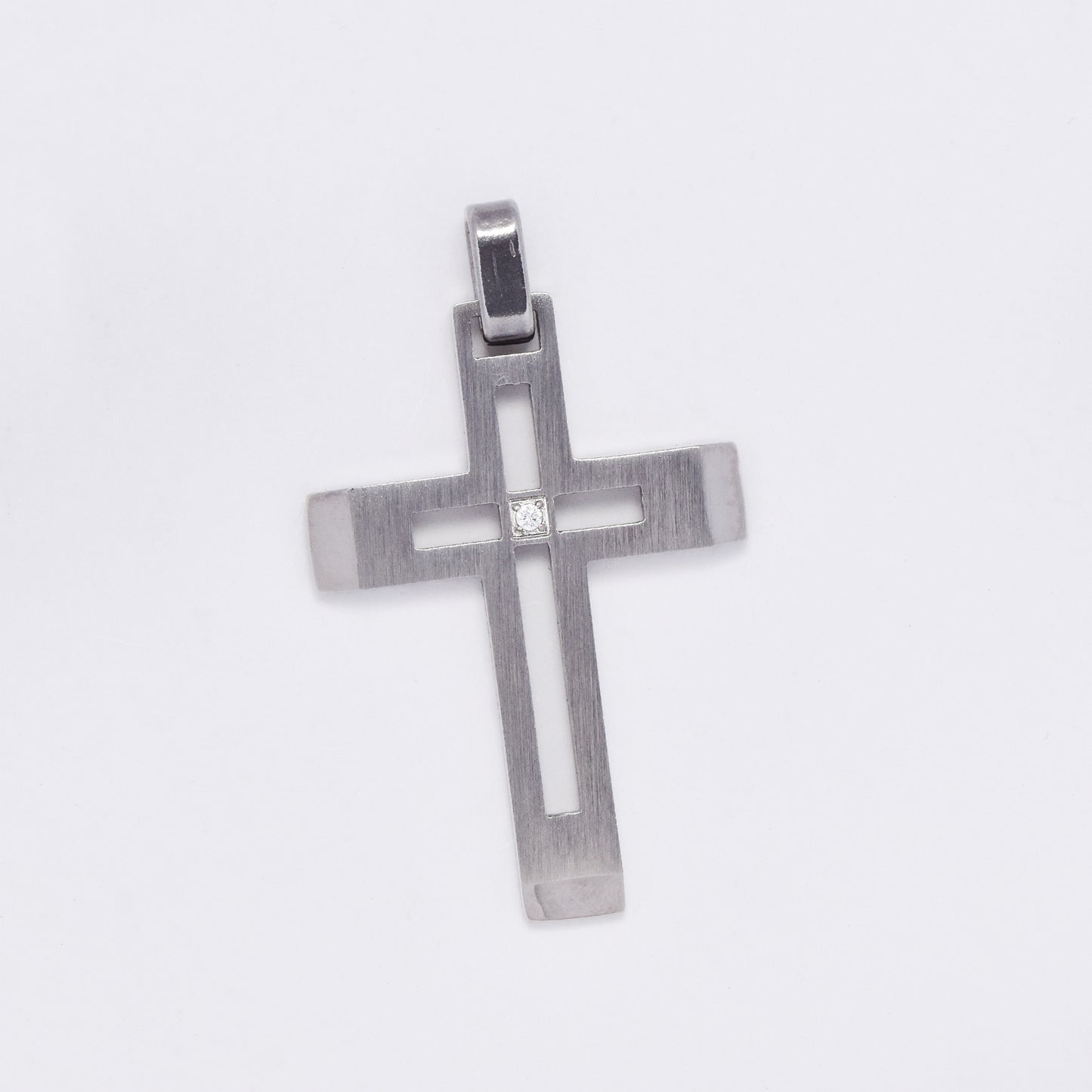 SSMP3111 - Steel 35mm x 25mm cross pendant