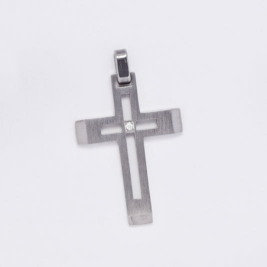 SSMP3111 - Steel 35mm x 25mm cross pendant