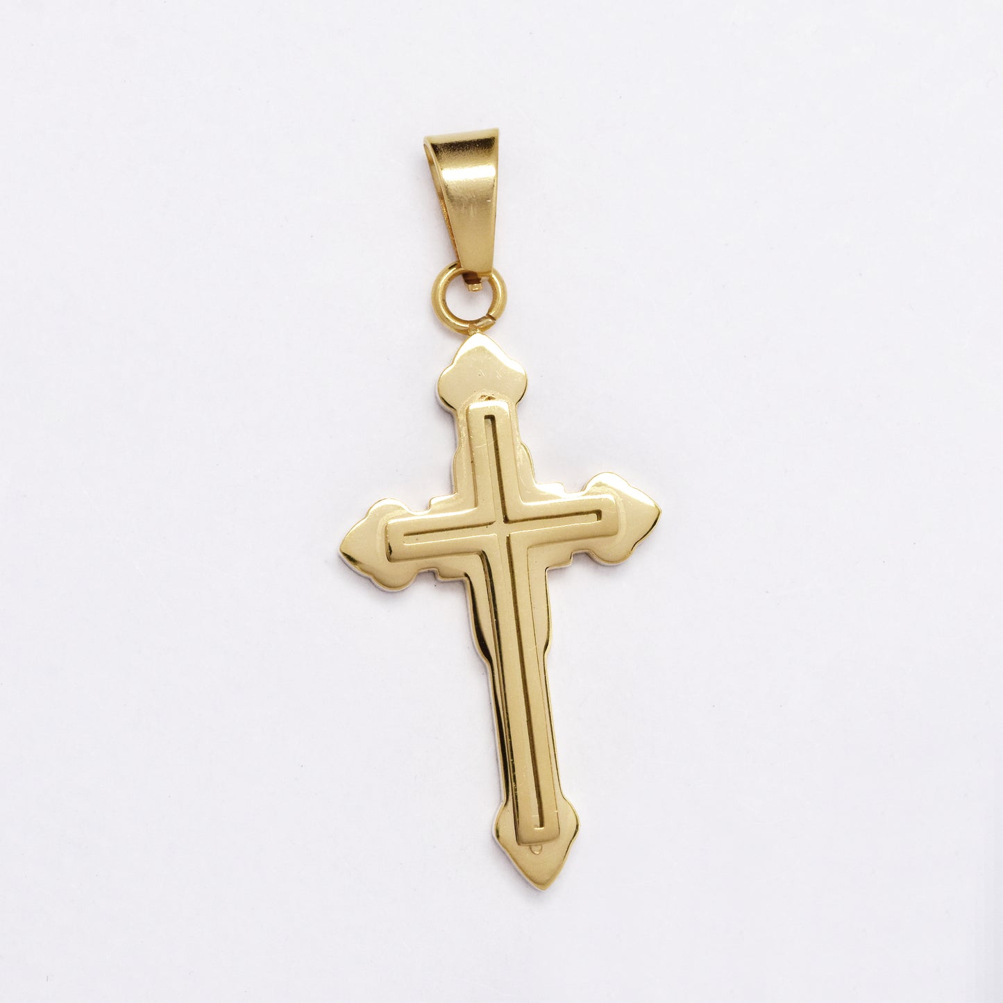 SSMP3135 - Steel 40mm x 17mm double cross pendant