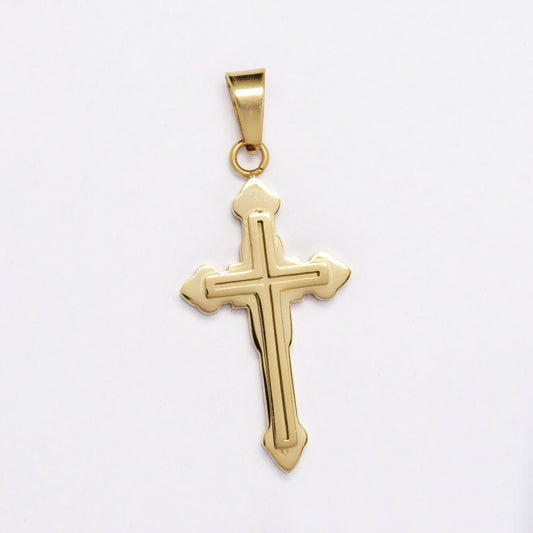 SSMP3135 - Steel 40mm x 17mm double cross pendant