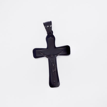 SSMP3219 - Steel 32mm x 20mm double layer crucifix pendant