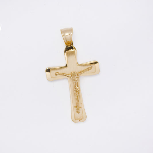 SSMP3219 - Steel 32mm x 20mm double layer crucifix pendant