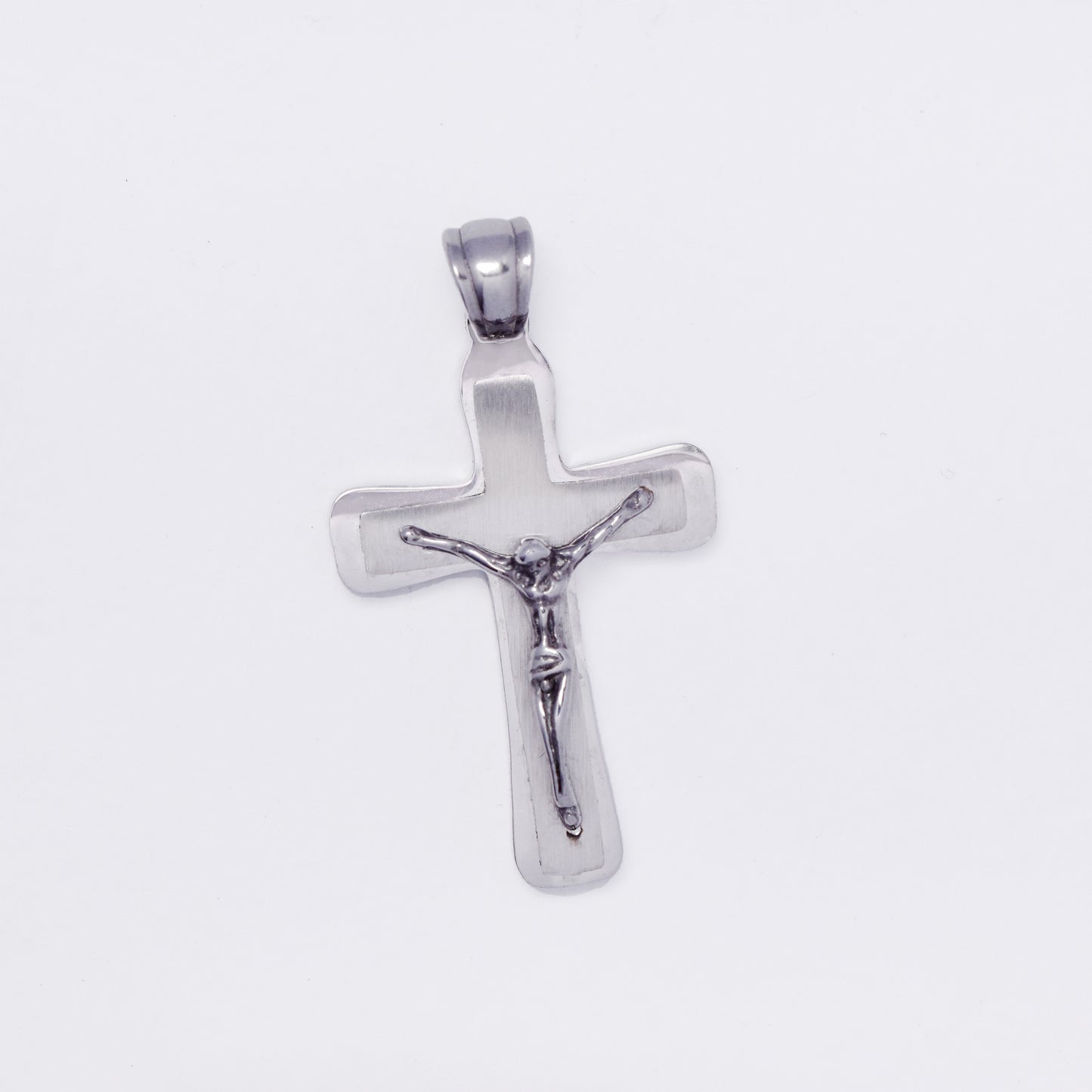 SSMP3219 - Steel 32mm x 20mm double layer crucifix pendant