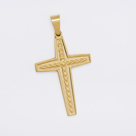 SSMP3229 - Steel 35mm x 23mm chevron cross pendant