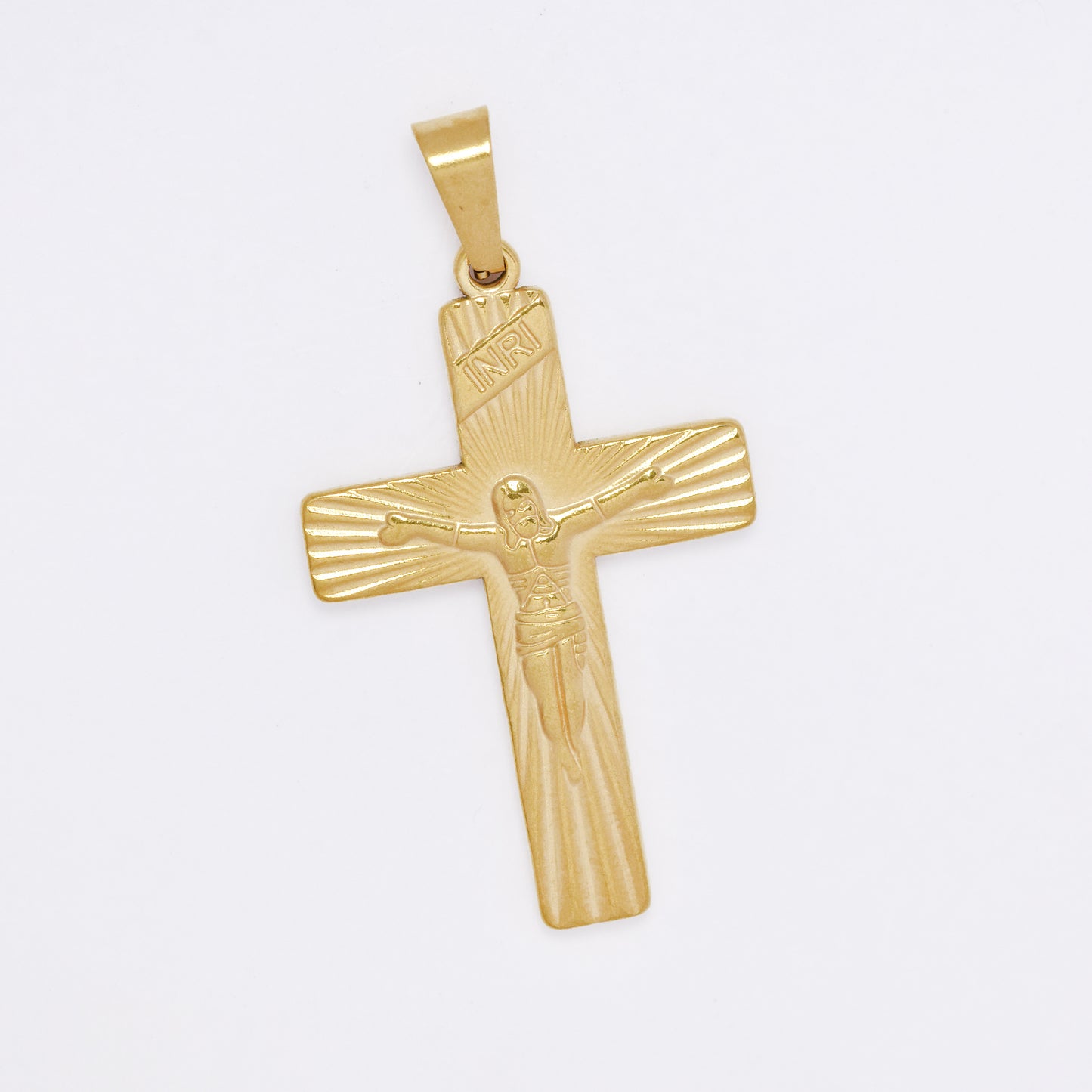 SSMP3230 - Steel textured 35mm x 23mm INRI crucifix pendant