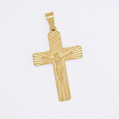 SSMP3230 - Steel textured 35mm x 23mm INRI crucifix pendant