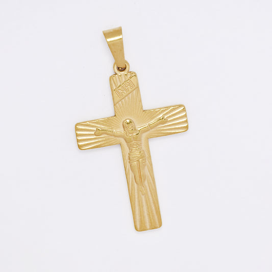 SSMP3230 - Steel textured 35mm x 23mm INRI crucifix pendant