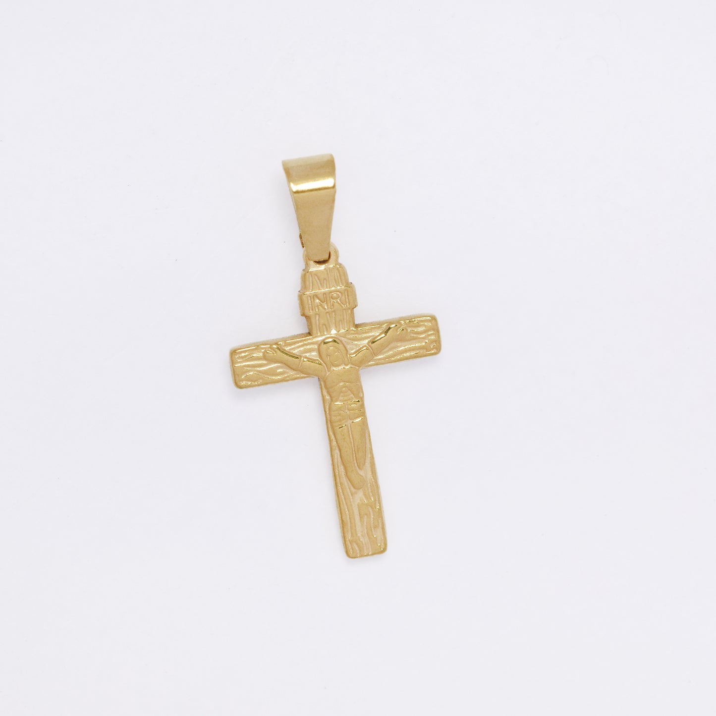 SSMP3233 - Steel 25mm x 16mm textured crucifix pendant
