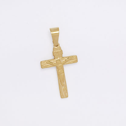 SSMP3233 - Steel 25mm x 16mm textured crucifix pendant