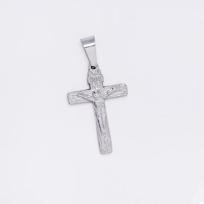 SSMP3233 - Steel 25mm x 16mm textured crucifix pendant