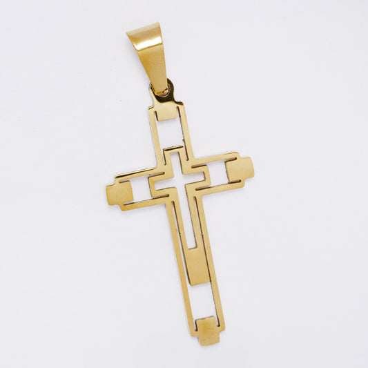 SSMP3251 - Steel 40mm x 22mm cutout cross pendant