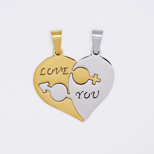 SSMP3253 - Steel 26mm x 28mm two-piece heart pendant