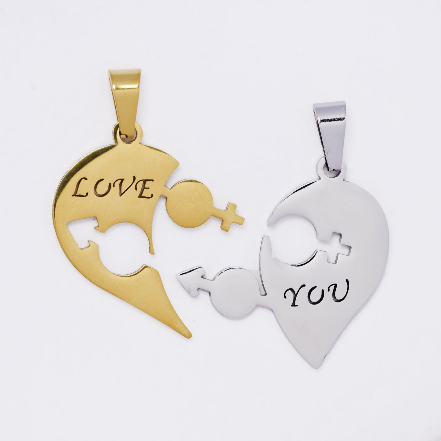 SSMP3253 - Steel 26mm x 28mm two-piece heart pendant