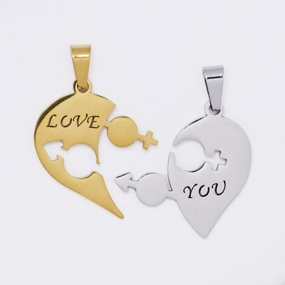 SSMP3253 - Steel 26mm x 28mm two-piece heart pendant