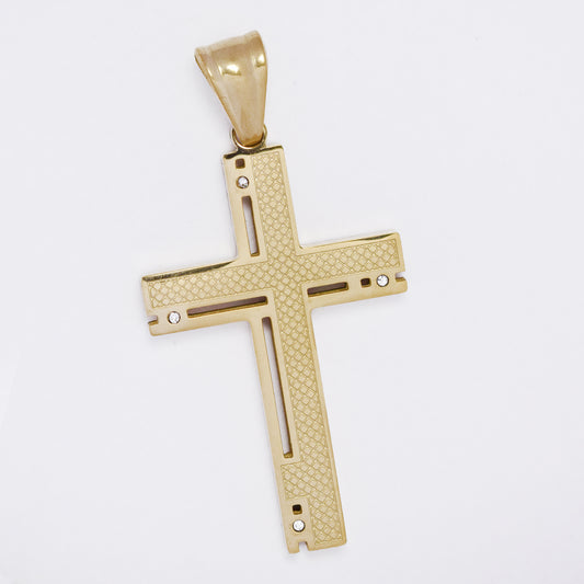 SSMP3259 - Steel 42mm x 25mm CZ cross pendant