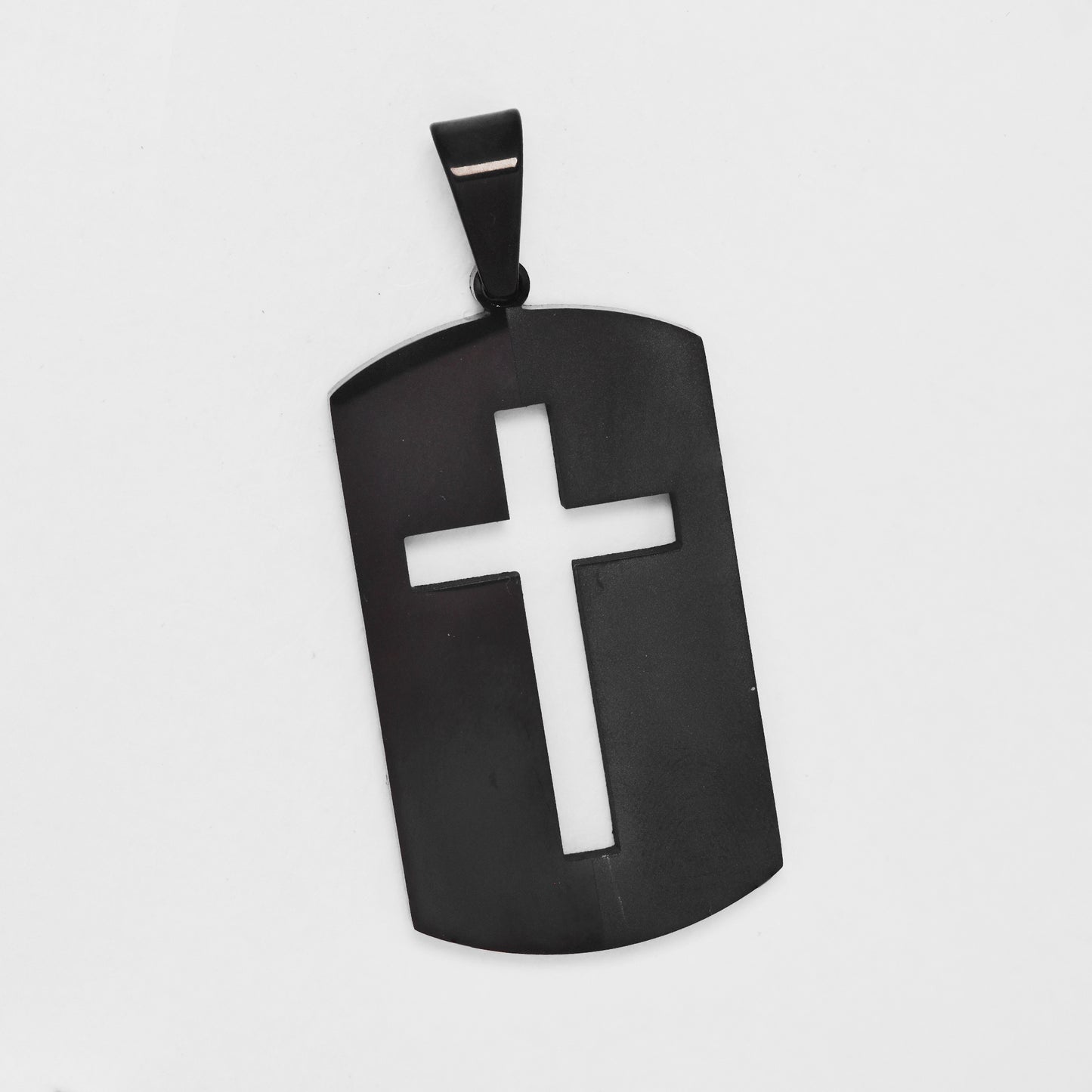 SSMP3291 - Steel 38mm x 21mm cutout cross dog tag pendant