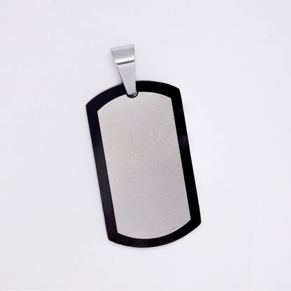 SSMP3293 - Steel 35mm x 20mm two-toned dog tag pendant