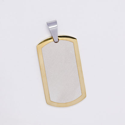 SSMP3293 - Steel 35mm x 20mm two-toned dog tag pendant