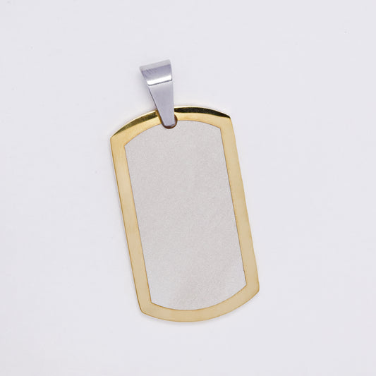 SSMP3293 - Steel 35mm x 20mm two-toned dog tag pendant