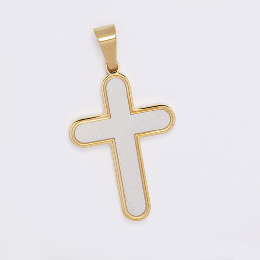 SSMP3295 - Steel 30mm x 24mm rounded cross pendant