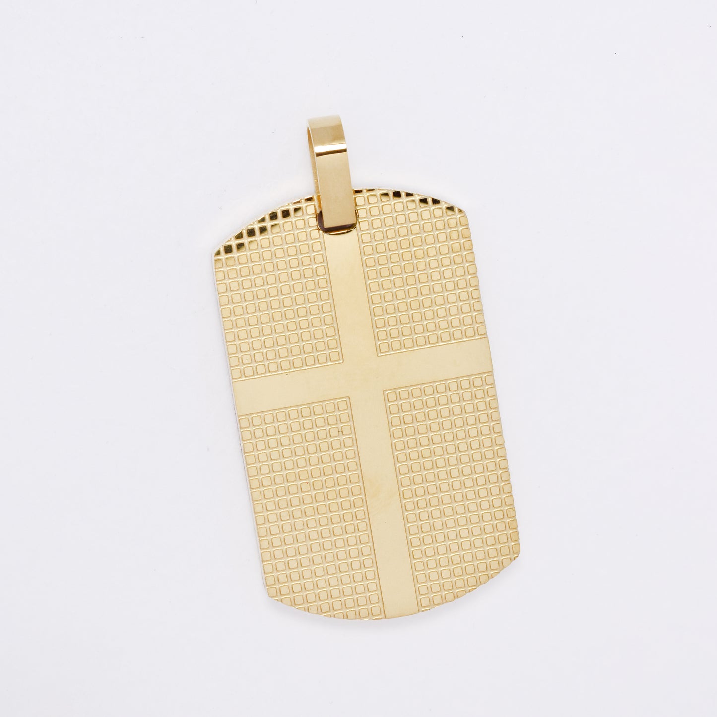 SSMP3297 - Steel 36mm x 22mm textured dog tag cross pendant