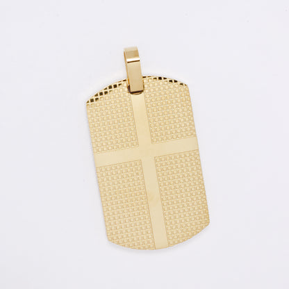 SSMP3297 - Steel 36mm x 22mm textured dog tag cross pendant