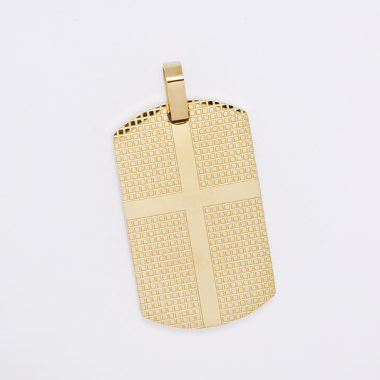 SSMP3297 - Steel 36mm x 22mm textured dog tag cross pendant