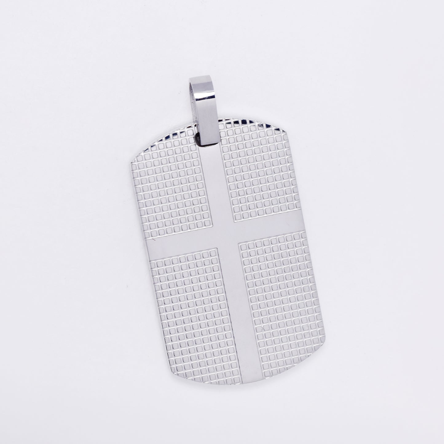 SSMP3297 - Steel 36mm x 22mm textured dog tag cross pendant