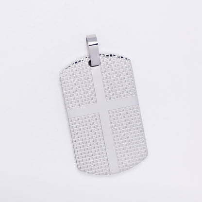 SSMP3297 - Steel 36mm x 22mm textured dog tag cross pendant