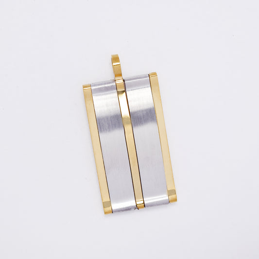 SSMP3301 - Steel 37mm x 17mm rectangular disk pendant