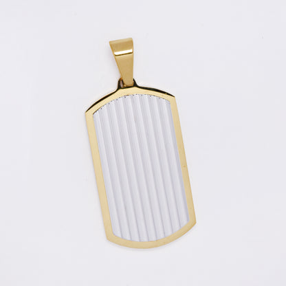 SSMP3302 - Steel 37mm x 20mm lined dog tag pendant