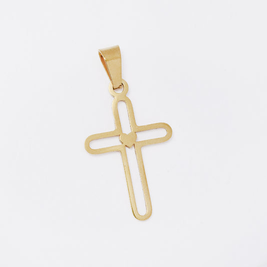 SSMP3305 - Steel 27mm x 17mm heart cross pendant