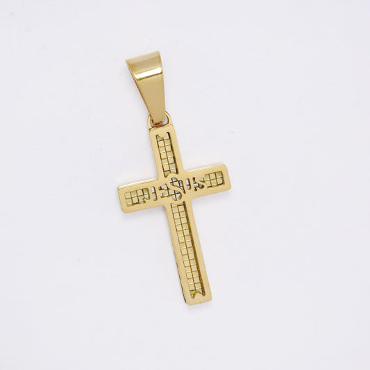 SSMP3331 - Steel 28.5mm x 16mm checkered "JESUS" pendant