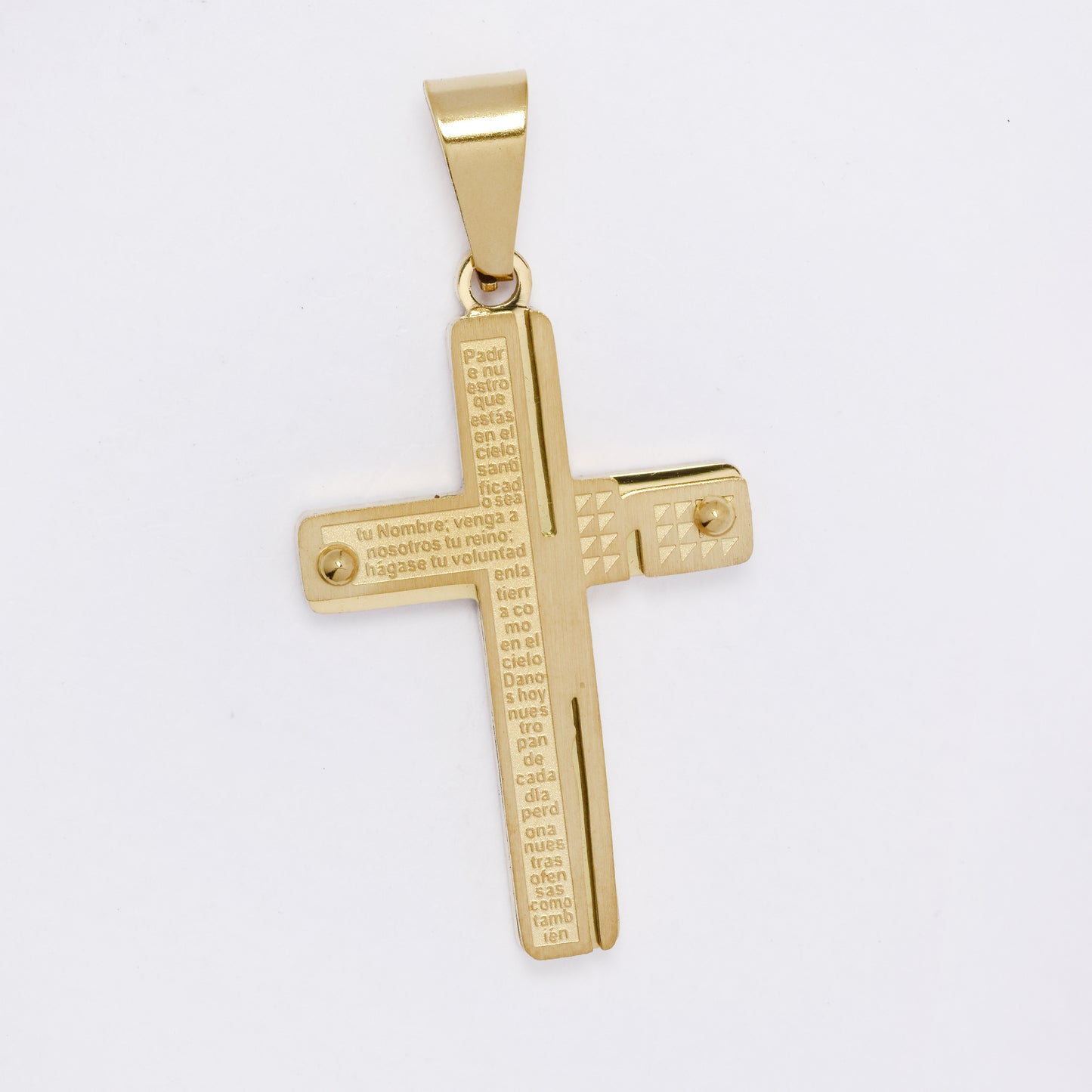 SSMP3333 - Steel 30mm x 22mm irregular Lord's prayer cross pendant
