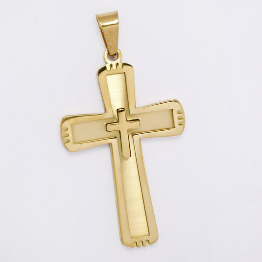 SSMP3335 - Steel 46mm x 18.mm double cross pendant