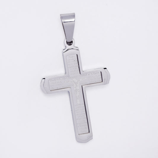 SSMP3337 - Steel 36mm x 24mm Lord's prayer crucifix pendant
