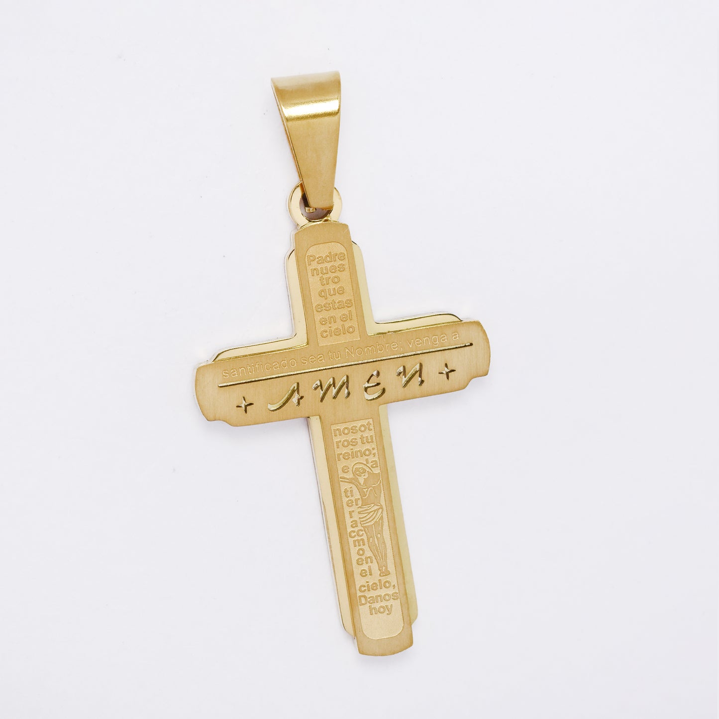 SSMP3338 - Steel 36mm x 22mm two-toned cross pendant