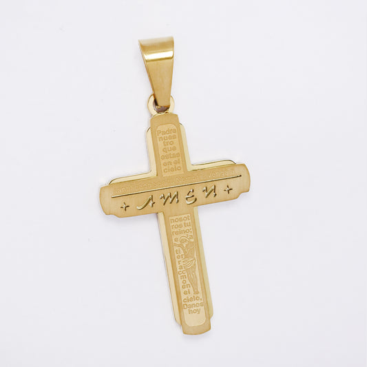 SSMP3338 - Steel 36mm x 22mm two-toned cross pendant
